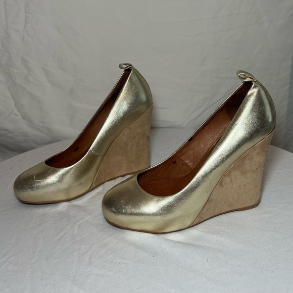 Jeffrey Campbell Adelaide Gold Leather Platform Wedge Heels - Size 7.5 - Picture 4 of 8